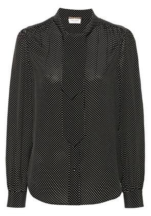 Saint Laurent pussy-bow polka-dot blouse - Black