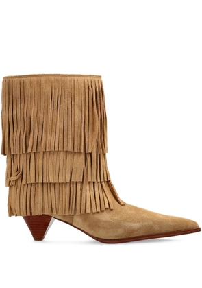 Michael Michael Kors 50mm fringe-panel suede boots - Brown