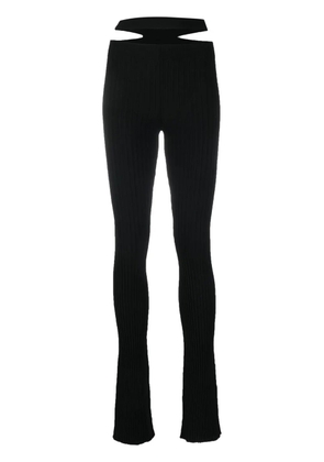 ANDREĀDAMO ribbed-knit cut-out trousers - Black