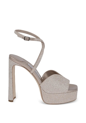 Jimmy Choo glitter platform sandals - Neutrals