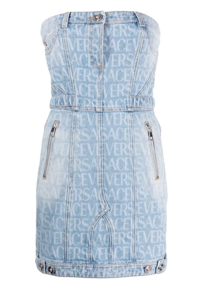 Versace Versace Allover denim minidress - Blue