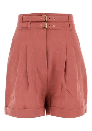 Le Kasha double-buckle linen shorts - Pink