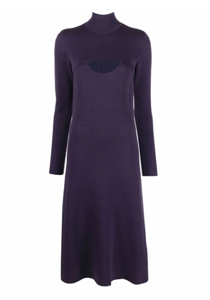 Ferragamo Lamé wool midi dress - Purple