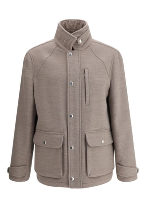 Brunello Cucinelli high-collar flap-pocket jacket - Neutrals