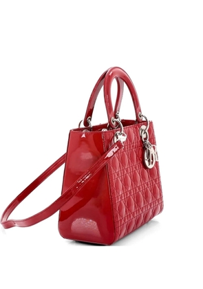 Christian Dior Pre-Owned Lady Dior Bag Cannage Quilt Patent Medium satchel - Red