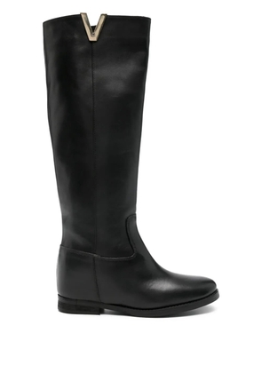 Julie Dee V-detail leather boots - Black