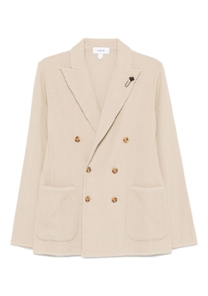 Lardini double-breasted waffle-textured jacket - Neutrals