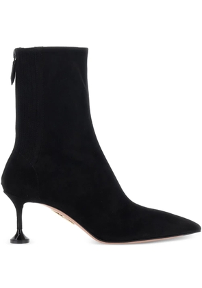 Aquazzura pointed toe zip suede boots - Black