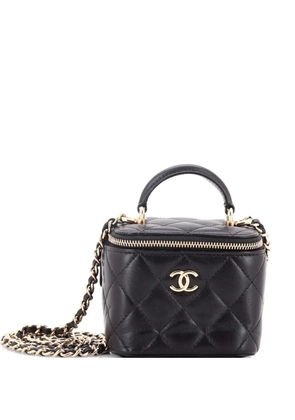 CHANEL Pre-Owned Classic Top Handle Vanity Case with Chain Quilted Lambskin Mini crossbody bag - Black