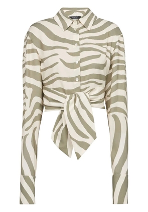 Balmain animal-print tie-waist shirt - Neutrals