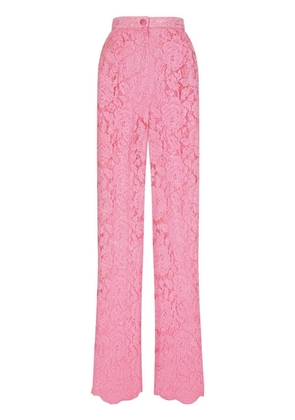 Dolce & Gabbana floral-lace flared trousers - Pink