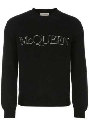 Alexander McQueen logo-embroidered knitted jumper - Black