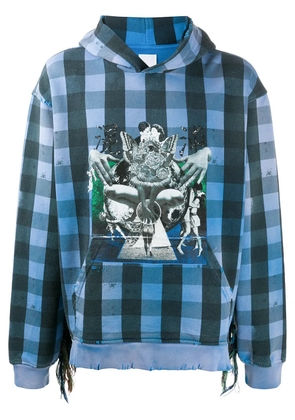 Alchemist Babylon Burning check hoodie - Blue
