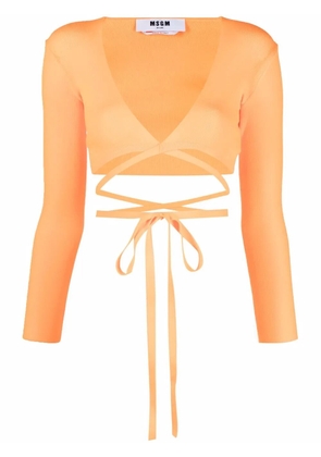 MSGM wrap knitted crop top - Orange