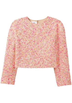 St. John Novelty Textured tweed top - Pink