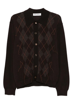 OUR LEGACY argyle-knit cardigan - Brown