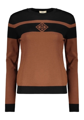Herno striped logo-embroidered sweater - Brown