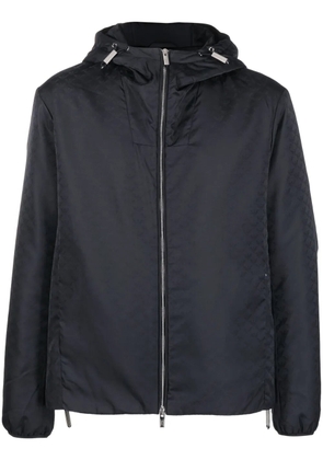 Emporio Armani monogram-pattern hooded jacket - Blue