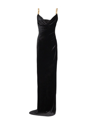 Balmain embellished velvet slit dress - Black