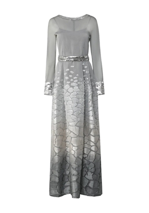 Alberta Ferretti embellished-belt maxi dress - Grey