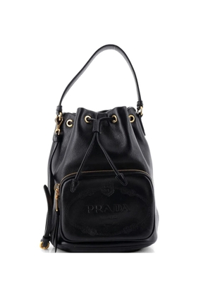 Prada Pre-Owned Logo Drawstring Glace Calf Small bucket bag - Black
