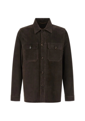 Moorer Klaus suede overshirt - Brown