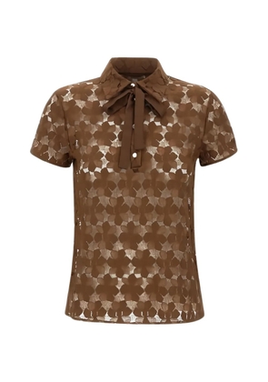 Max Mara Mstvello floral tie polo shirt - Brown