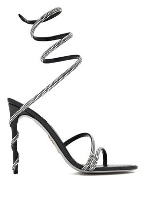 René Caovilla 105mm spiral-strap rhinestone-embellished sandals - Black