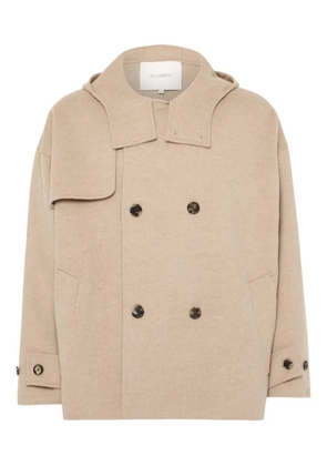 JW Anderson hooded double-breasted coat - Neutrals