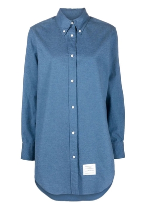 Thom Browne logo-patch shirt dress - Blue