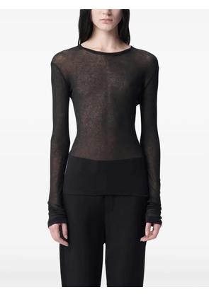 Ann Demeulemeester semi-sheer long-sleeve T-shirt - Black