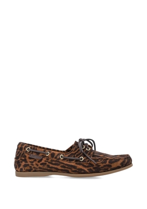 TOM FORD leopard-print boat shoes - Brown