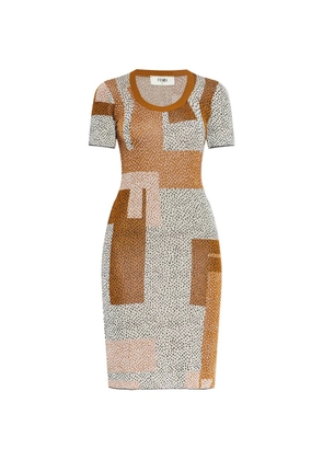 FENDI multicolour viscose jacquard dress - Neutrals