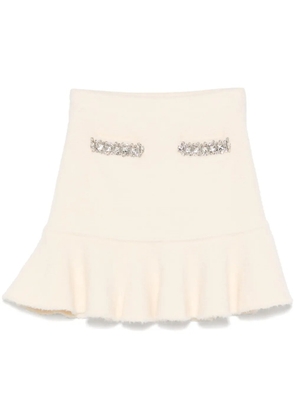 Self-Portrait crystal-embellished mini skirt - Neutrals