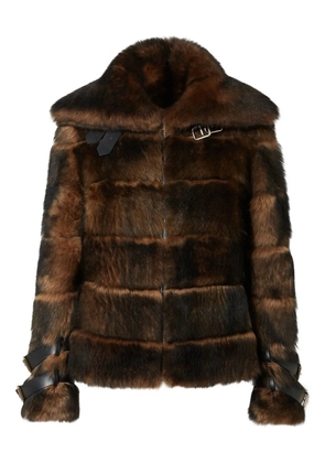 FENDI buckle fur jacket - Brown