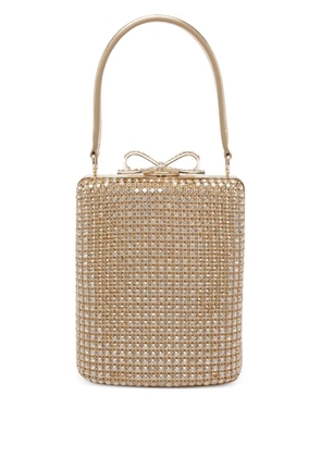 Self-Portrait crystal-embellished bow mini bag - Gold