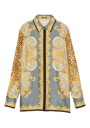 Versace Cheetah Foulard-print silk shirt - Yellow
