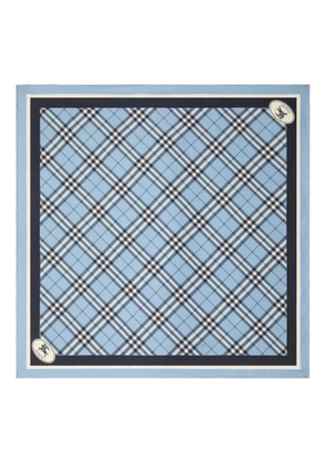 Burberry checked silk scarf - Blue
