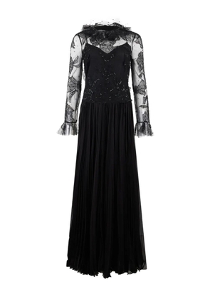 Valentino Garavani pleat-detail embellished dress - Black