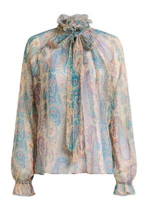 ETRO scarf-detail paisley-print silk blouse - Neutrals