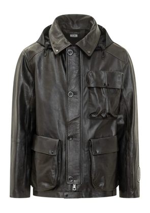 C.P. Company hooded medium leather jacket - Black