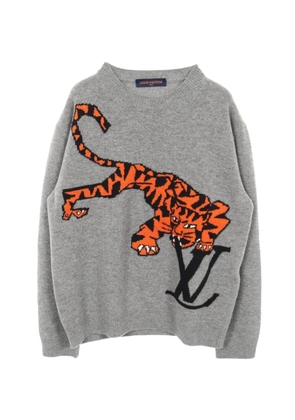Louis Vuitton Pre-Owned 2010s Amen Break Tiger Intarsia knit crewneck wool sweater - Grey