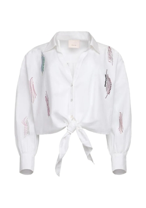 Cinq A Sept Marianna Paillette Whirl tied shirt - White