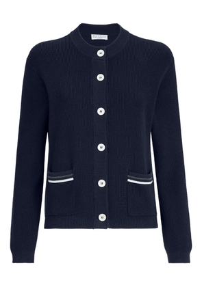 Brunello Cucinelli ribbed front-pocket cardigan - Blue