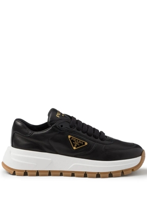 Prada triangle-logo leather sneakers - Black