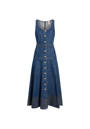 Cinq A Sept Kehlani button belted jean midi dress - Blue