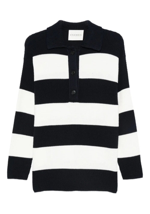 Closed striped knitted polo top - Blue
