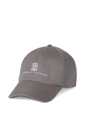 Brunello Cucinelli garment-dyed embroidered logo baseball cap - Grey