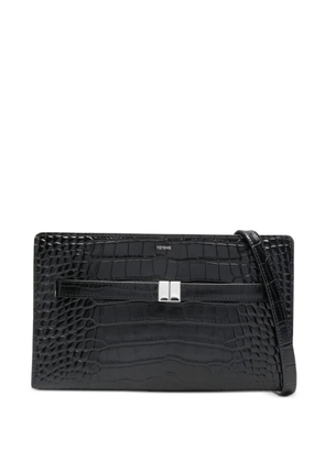 TOTEME belted crocodile-embossed cross body bag - Black