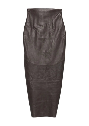 Rick Owens panelled leather midi skirt - Brown